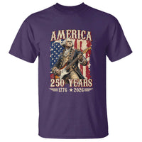 America 250 Years George Washington Rock Star T Shirt Funny Electric Guitar Player Vintage American Flag 1776 to 2026 Semiquincentennial