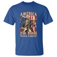 America 250 Years George Washington Rock Star T Shirt Funny Electric Guitar Player Vintage American Flag 1776 to 2026 Semiquincentennial