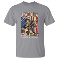 America 250 Years George Washington Rock Star T Shirt Funny Electric Guitar Player Vintage American Flag 1776 to 2026 Semiquincentennial