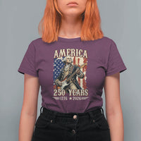 America 250 Years George Washington Rock Star T Shirt For Women Funny Electric Guitar Player Vintage American Flag 1776 to 2026 Semiquincentennial