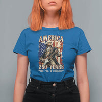America 250 Years George Washington Rock Star T Shirt For Women Funny Electric Guitar Player Vintage American Flag 1776 to 2026 Semiquincentennial