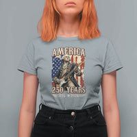 America 250 Years George Washington Rock Star T Shirt For Women Funny Electric Guitar Player Vintage American Flag 1776 to 2026 Semiquincentennial