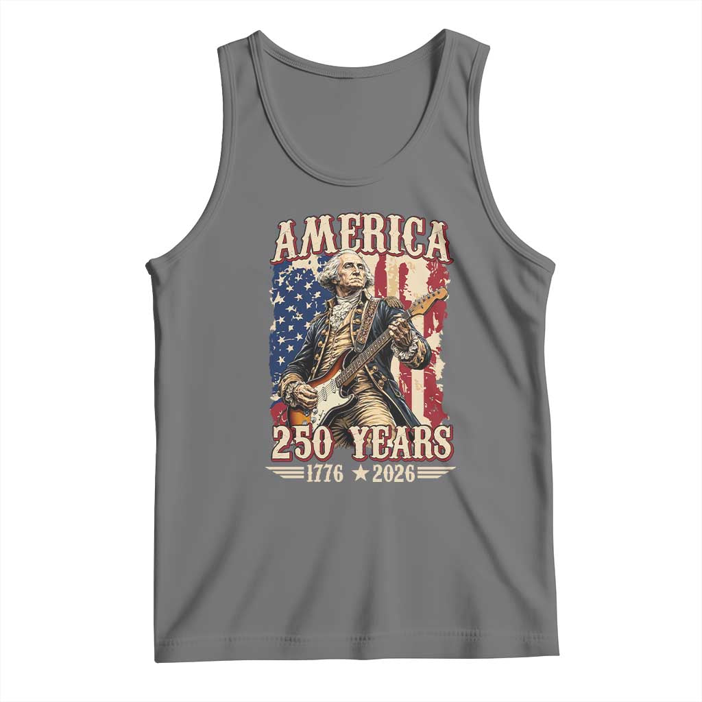 America 250 Years George Washington Rock Star Tank Top Funny Electric Guitar Player Vintage American Flag 1776 to 2026 Semiquincentennial