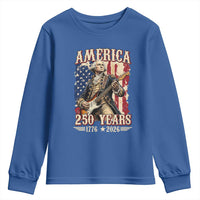 America 250 Years George Washington Rock Star Youth Sweatshirt Funny Electric Guitar Player Vintage American Flag 1776 to 2026 Semiquincentennial