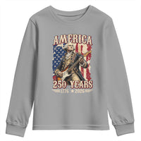 America 250 Years George Washington Rock Star Youth Sweatshirt Funny Electric Guitar Player Vintage American Flag 1776 to 2026 Semiquincentennial