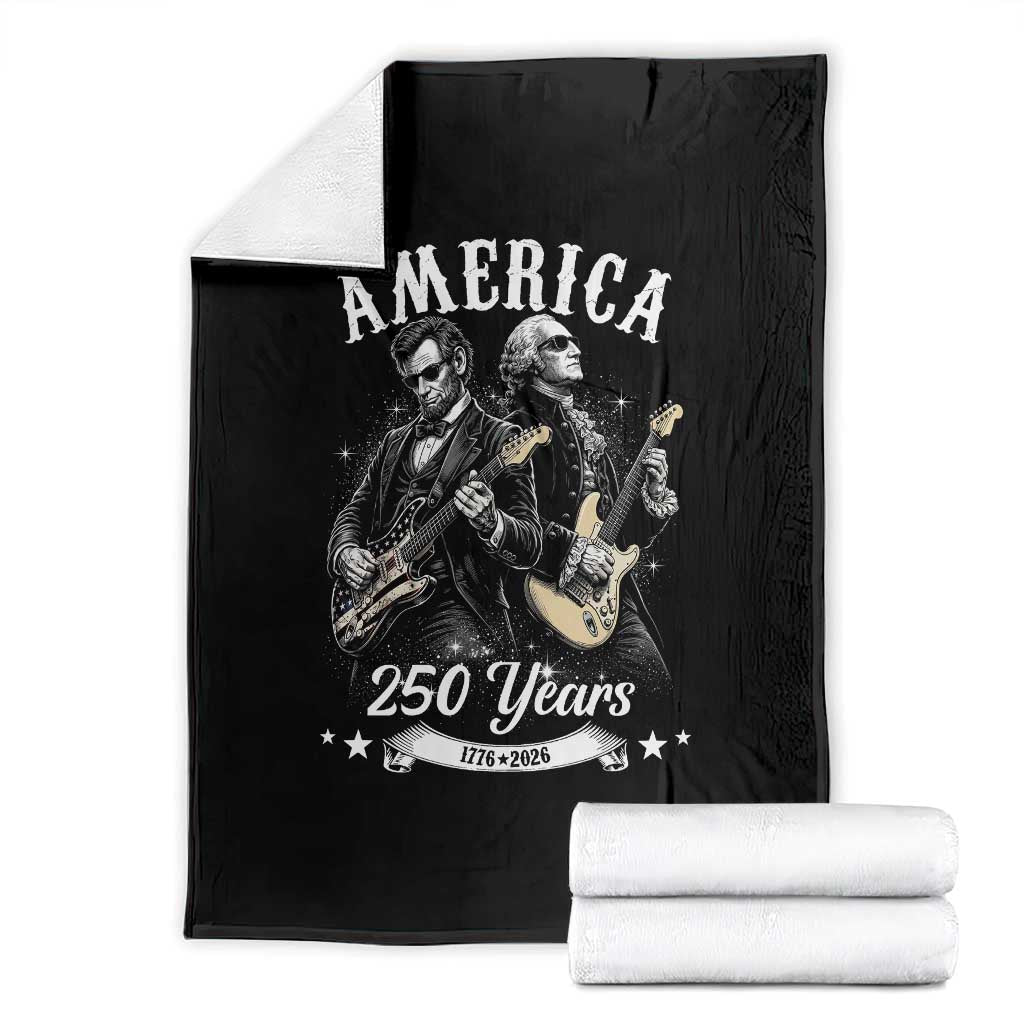 America 250 Years Abraham Lincoln and George Washington Rock Concert Throw Blanket Presidents Jamming Electric Guitars 1776 to 2026 Semiquincentennial