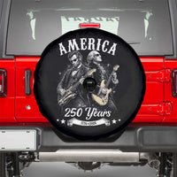 America 250 Years Abraham Lincoln and George Washington Rock Concert Spare Tire Cover Presidents Jamming Electric Guitars 1776 to 2026 Semiquincentennial