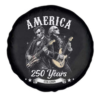 America 250 Years Abraham Lincoln and George Washington Rock Concert Spare Tire Cover Presidents Jamming Electric Guitars 1776 to 2026 Semiquincentennial
