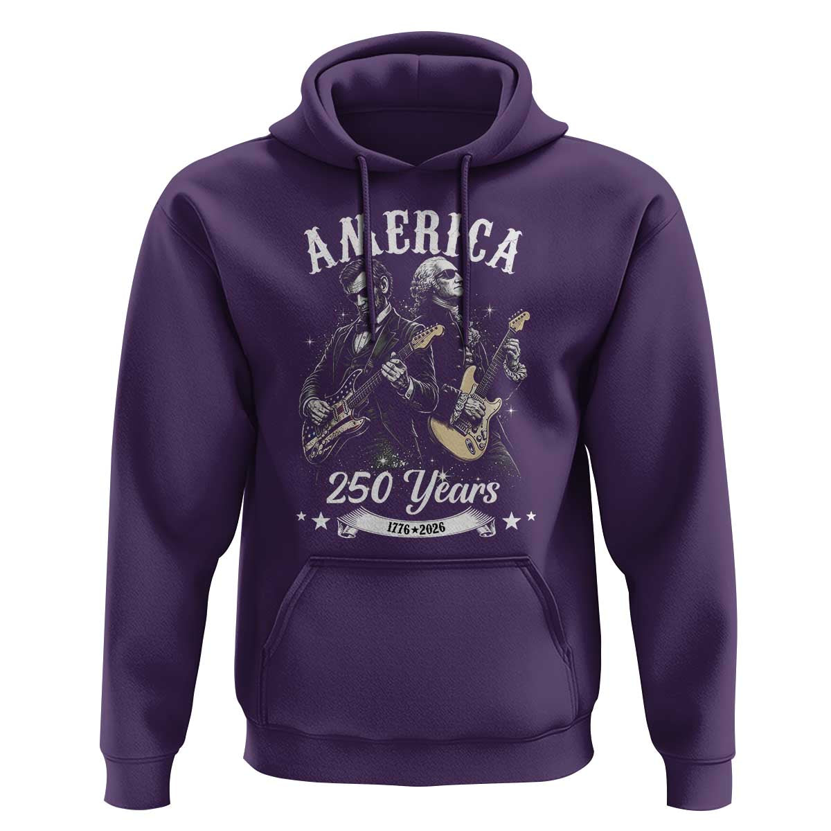 America 250 Years Abraham Lincoln and George Washington Rock Concert Hoodie Presidents Jamming Electric Guitars 1776 to 2026 Semiquincentennial