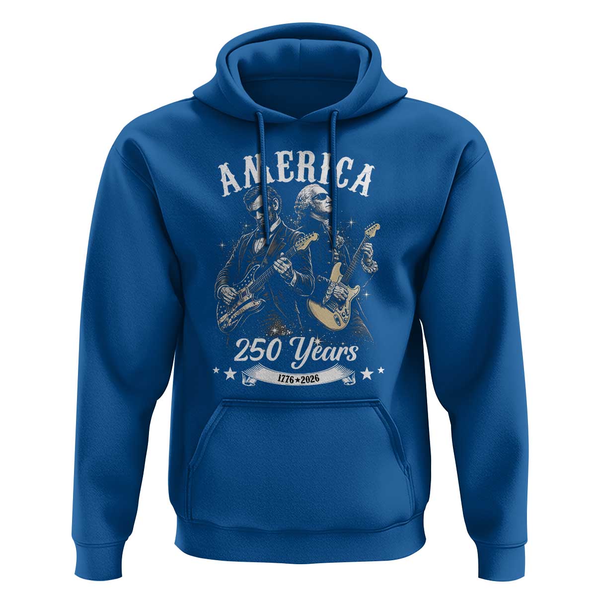 America 250 Years Abraham Lincoln and George Washington Rock Concert Hoodie Presidents Jamming Electric Guitars 1776 to 2026 Semiquincentennial