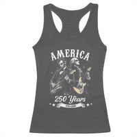 America 250 Years Abraham Lincoln and George Washington Rock Concert Racerback Tank Top Presidents Jamming Electric Guitars 1776 to 2026 Semiquincentennial
