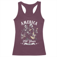 America 250 Years Abraham Lincoln and George Washington Rock Concert Racerback Tank Top Presidents Jamming Electric Guitars 1776 to 2026 Semiquincentennial