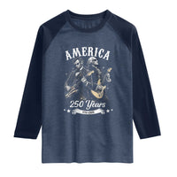 America 250 Years Abraham Lincoln and George Washington Rock Concert Raglan Shirt Presidents Jamming Electric Guitars 1776 to 2026 Semiquincentennial
