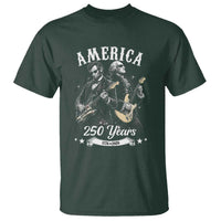 America 250 Years Abraham Lincoln and George Washington Rock Concert T Shirt Presidents Jamming Electric Guitars 1776 to 2026 Semiquincentennial