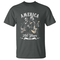 America 250 Years Abraham Lincoln and George Washington Rock Concert T Shirt Presidents Jamming Electric Guitars 1776 to 2026 Semiquincentennial