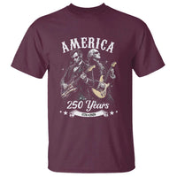 America 250 Years Abraham Lincoln and George Washington Rock Concert T Shirt Presidents Jamming Electric Guitars 1776 to 2026 Semiquincentennial