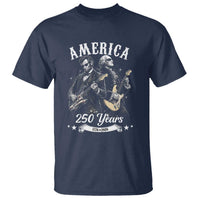 America 250 Years Abraham Lincoln and George Washington Rock Concert T Shirt Presidents Jamming Electric Guitars 1776 to 2026 Semiquincentennial