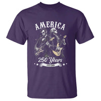 America 250 Years Abraham Lincoln and George Washington Rock Concert T Shirt Presidents Jamming Electric Guitars 1776 to 2026 Semiquincentennial