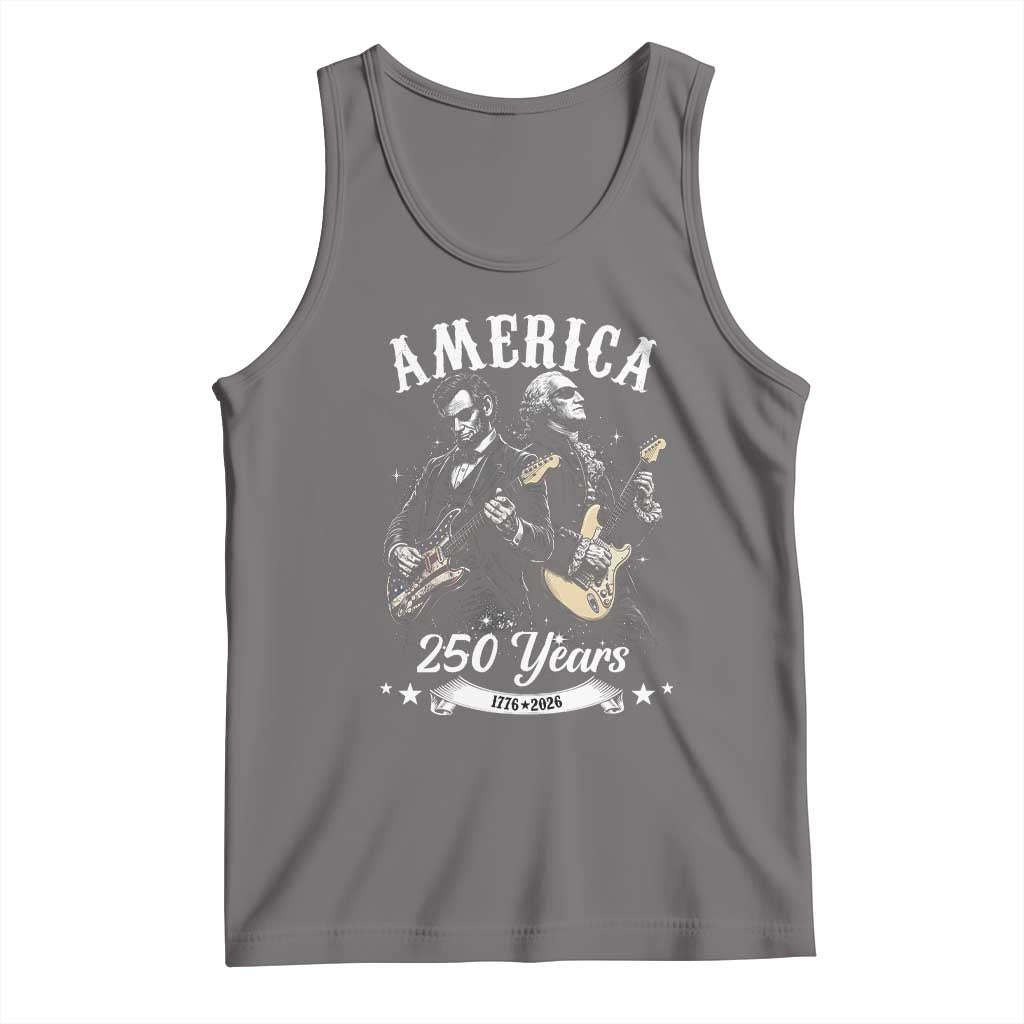America 250 Years Abraham Lincoln and George Washington Rock Concert Tank Top Presidents Jamming Electric Guitars 1776 to 2026 Semiquincentennial