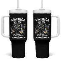 America 250 Years Abraham Lincoln and George Washington Rock Concert Tumbler With Handle Presidents Jamming Electric Guitars 1776 to 2026 Semiquincentennial