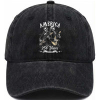 America 250 Years Abraham Lincoln and George Washington Rock Concert Washed Cotton Baseball Cap Presidents Jamming Electric Guitars 1776 to 2026 Semiquincentennial