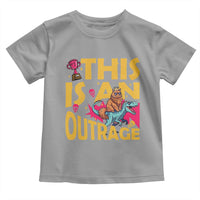 This Is An Outrage Sassy Cat Riding Raptor Dinosaur Toddler T Shirt Retro Pop Art Graphic