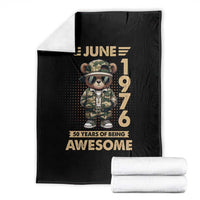 Cool Teddy Bear June 1976 50th Birthday Throw Blanket 50 Years Of Being Awesome Retro Streetwear Gift
