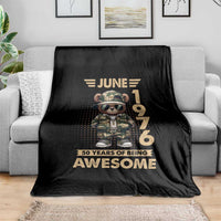 Cool Teddy Bear June 1976 50th Birthday Throw Blanket 50 Years Of Being Awesome Retro Streetwear Gift