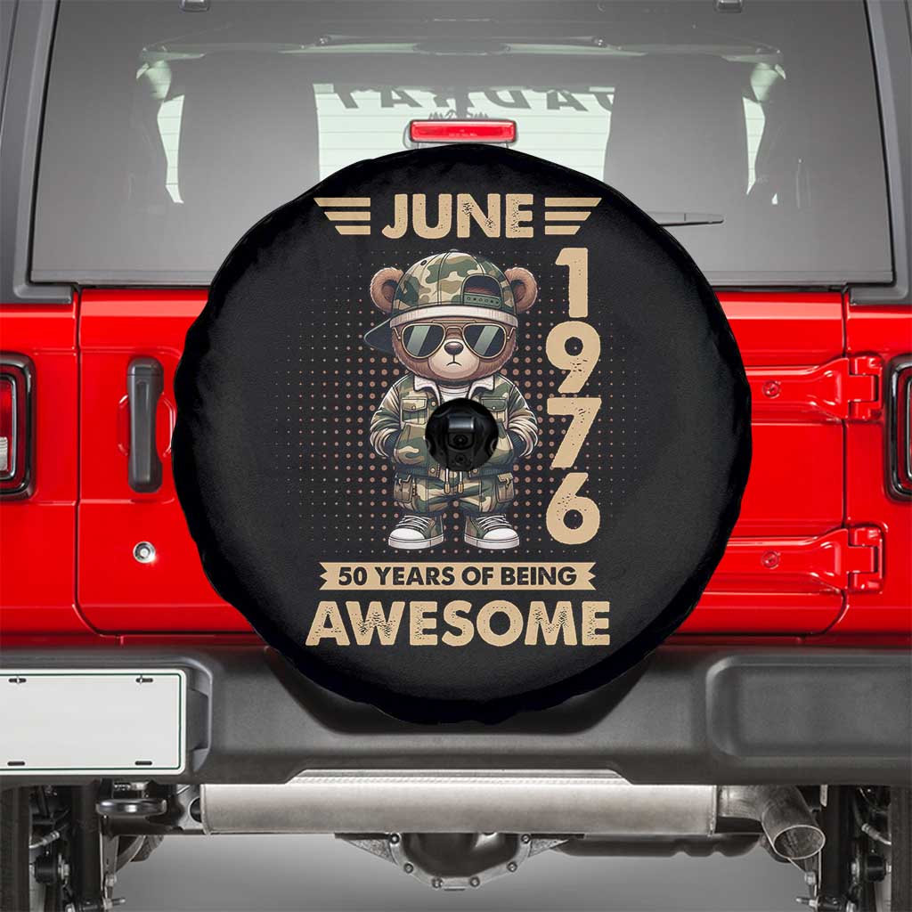 Cool Teddy Bear June 1976 50th Birthday Spare Tire Cover 50 Years Of Being Awesome Retro Streetwear Gift