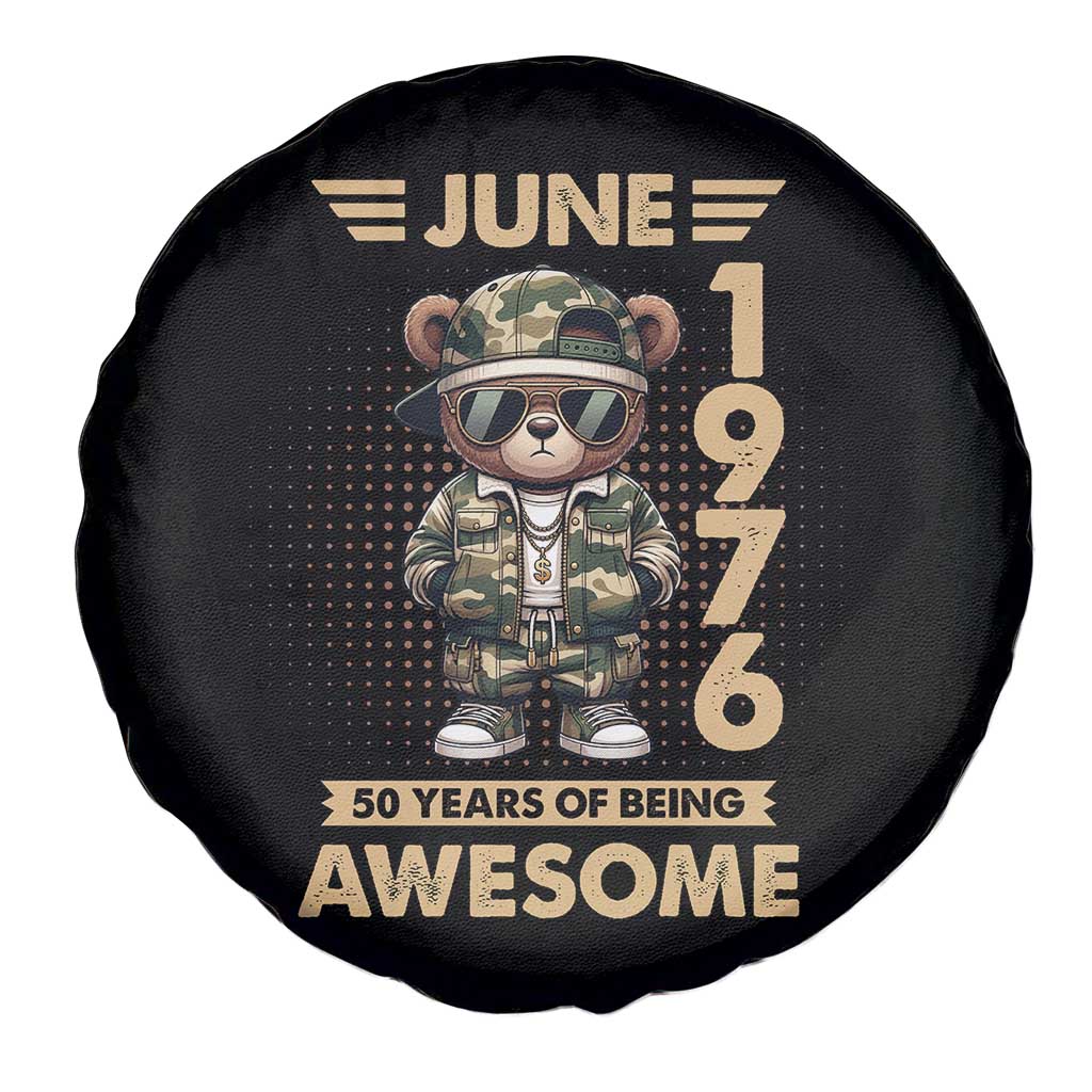 Cool Teddy Bear June 1976 50th Birthday Spare Tire Cover 50 Years Of Being Awesome Retro Streetwear Gift