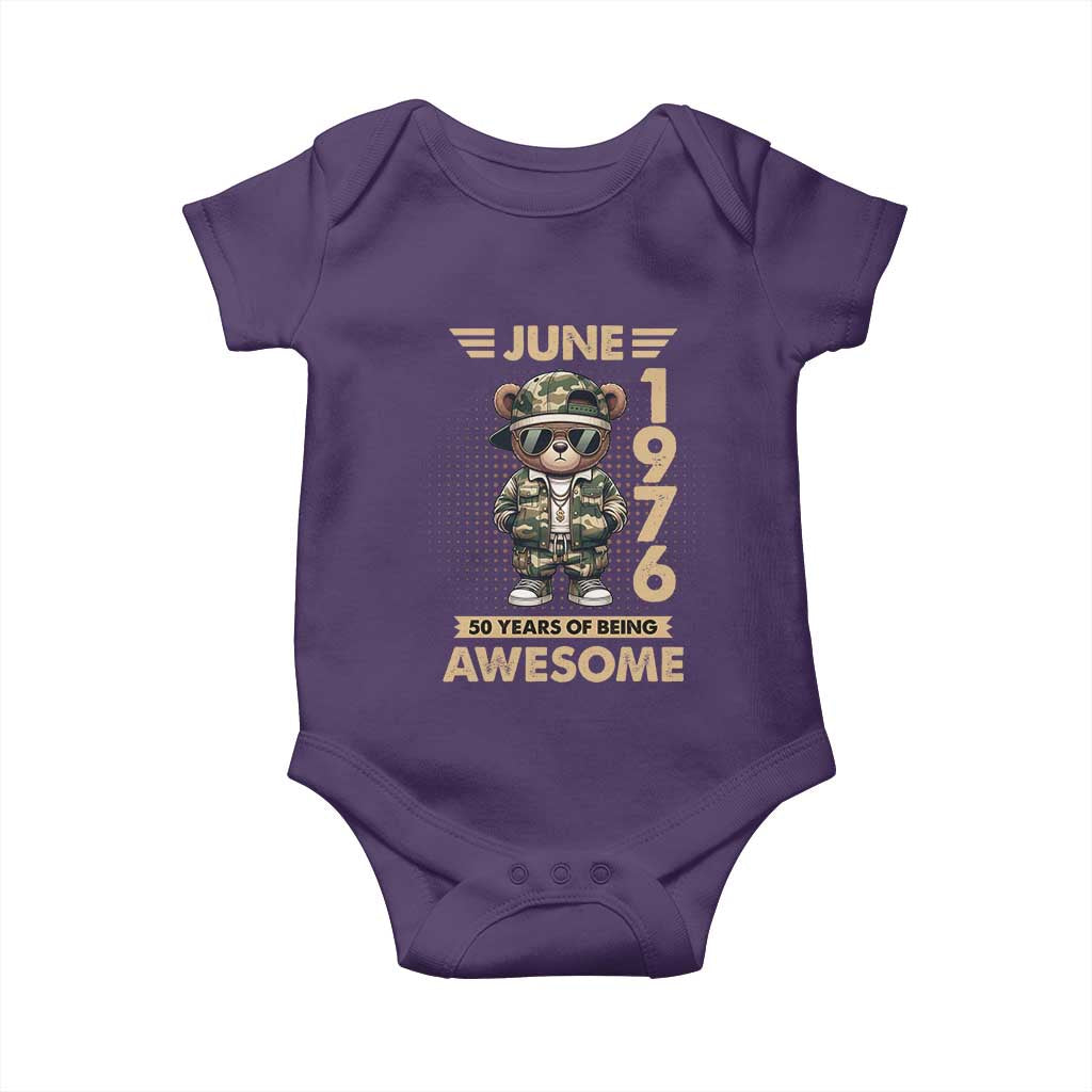 Cool Teddy Bear June 1976 50th Birthday Baby Onesie 50 Years Of Being Awesome Retro Streetwear Gift