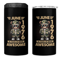 Cool Teddy Bear June 1976 50th Birthday 4 in 1 Can Cooler Tumbler 50 Years Of Being Awesome Retro Streetwear Gift