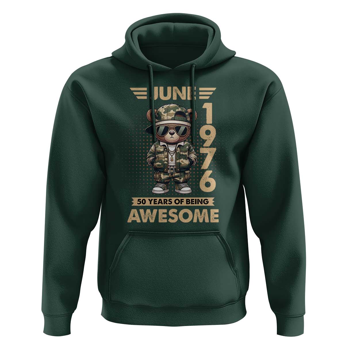 Cool Teddy Bear June 1976 50th Birthday Hoodie 50 Years Of Being Awesome Retro Streetwear Gift