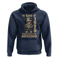 Cool Teddy Bear June 1976 50th Birthday Hoodie 50 Years Of Being Awesome Retro Streetwear Gift