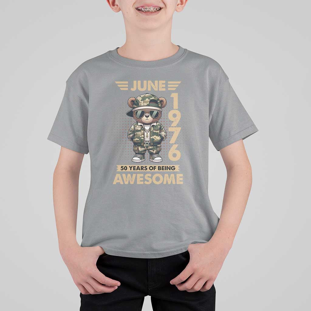 Cool Teddy Bear June 1976 50th Birthday T Shirt For Kid 50 Years Of Being Awesome Retro Streetwear Gift