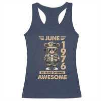 Cool Teddy Bear June 1976 50th Birthday Racerback Tank Top 50 Years Of Being Awesome Retro Streetwear Gift