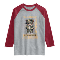 Cool Teddy Bear June 1976 50th Birthday Raglan Shirt 50 Years Of Being Awesome Retro Streetwear Gift