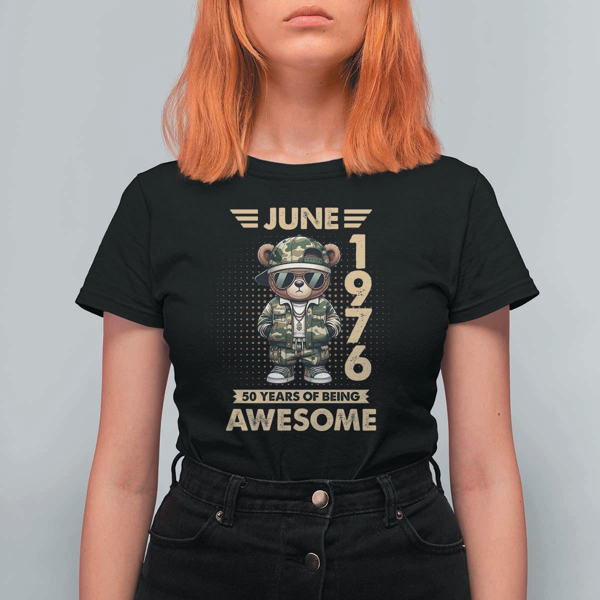 Cool Teddy Bear June 1976 50th Birthday T Shirt For Women 50 Years Of Being Awesome Retro Streetwear Gift
