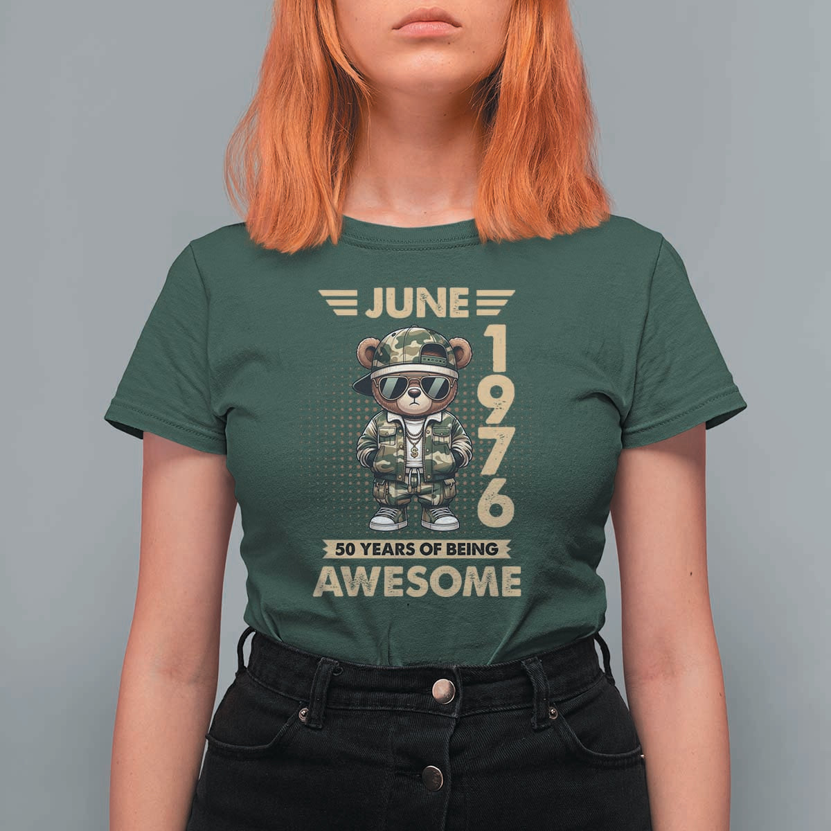 Cool Teddy Bear June 1976 50th Birthday T Shirt For Women 50 Years Of Being Awesome Retro Streetwear Gift