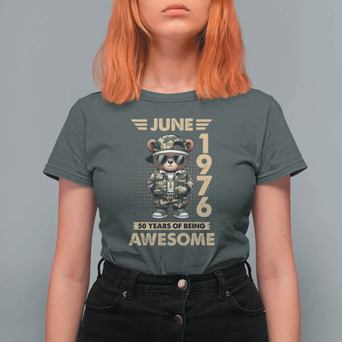 Cool Teddy Bear June 1976 50th Birthday T Shirt For Women 50 Years Of Being Awesome Retro Streetwear Gift