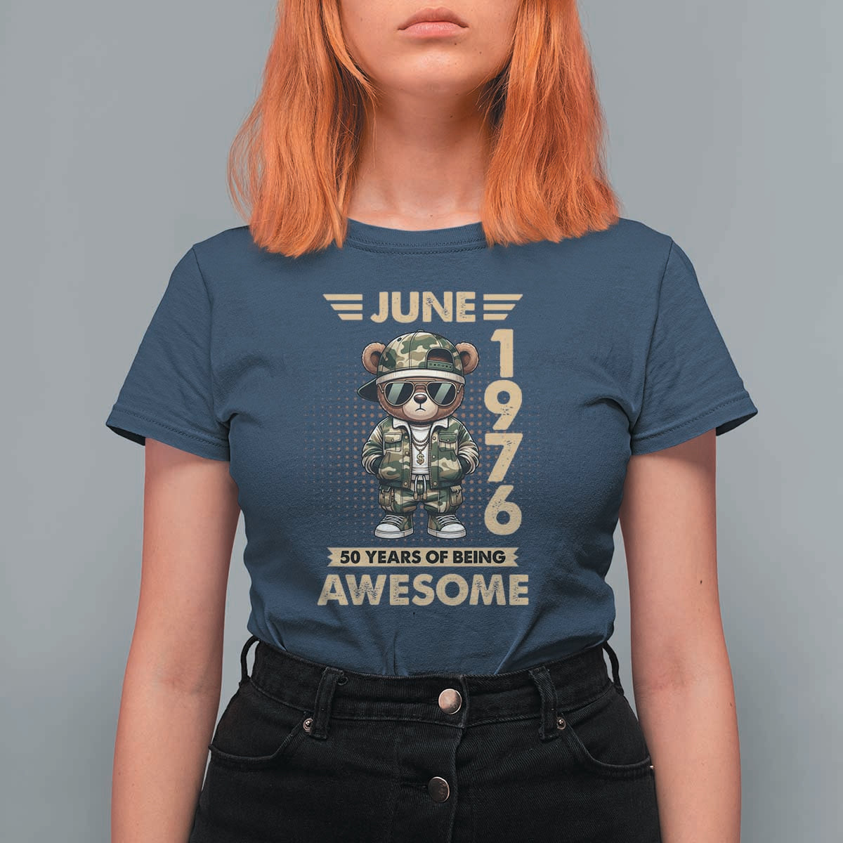 Cool Teddy Bear June 1976 50th Birthday T Shirt For Women 50 Years Of Being Awesome Retro Streetwear Gift