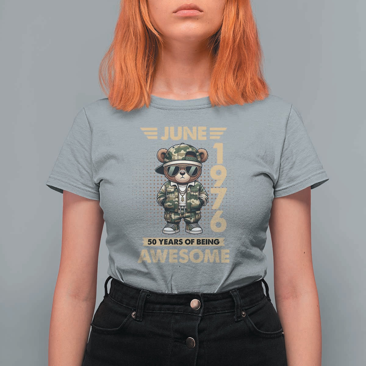 Cool Teddy Bear June 1976 50th Birthday T Shirt For Women 50 Years Of Being Awesome Retro Streetwear Gift