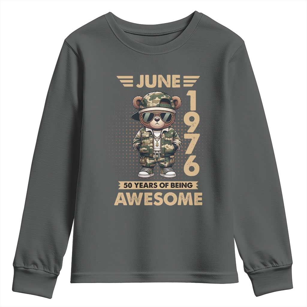 Cool Teddy Bear June 1976 50th Birthday Youth Sweatshirt 50 Years Of Being Awesome Retro Streetwear Gift