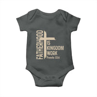 Fatherhood Is Kingdom Work Christian Dad Distressed Cross Baby Onesie Bible Verse Proverbs 22:6 Gift for Faith-Based Fathers