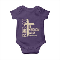 Fatherhood Is Kingdom Work Christian Dad Distressed Cross Baby Onesie Bible Verse Proverbs 22:6 Gift for Faith-Based Fathers