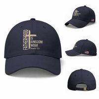 Fatherhood Is Kingdom Work Christian Dad Distressed Cross Baseball Cap Bible Verse Proverbs 22:6 Gift for Faith-Based Fathers