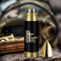 Fatherhood Is Kingdom Work Christian Dad Distressed Cross Bullet Tumbler Bible Verse Proverbs 22:6 Gift for Faith-Based Fathers