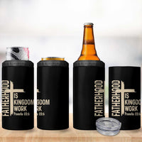 Fatherhood Is Kingdom Work Christian Dad Distressed Cross 4 in 1 Can Cooler Tumbler Bible Verse Proverbs 22:6 Gift for Faith-Based Fathers