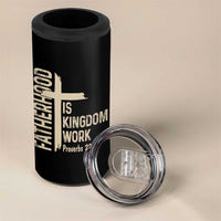 Fatherhood Is Kingdom Work Christian Dad Distressed Cross 4 in 1 Can Cooler Tumbler Bible Verse Proverbs 22:6 Gift for Faith-Based Fathers