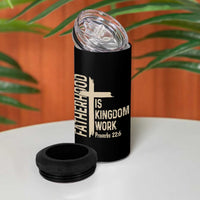 Fatherhood Is Kingdom Work Christian Dad Distressed Cross 4 in 1 Can Cooler Tumbler Bible Verse Proverbs 22:6 Gift for Faith-Based Fathers